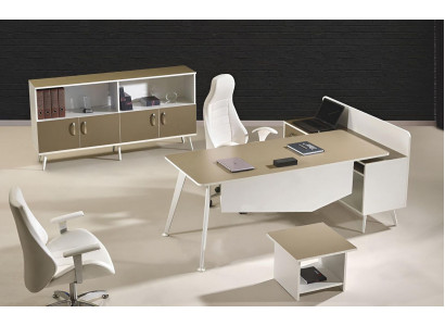 Corner desk office furniture white complete office 3-piece wooden set