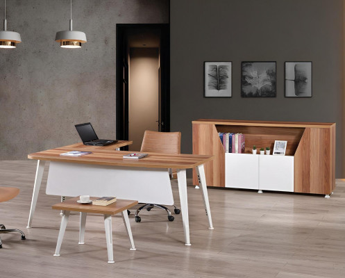 Office furniture complete office corner desk set 3-piece wood white table