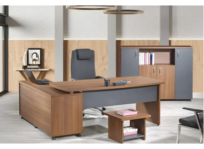 Corner office desk study room furniture complete office office 3-piece wood brown set
