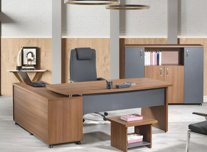 Corner office desk study room furniture complete office office 3-piece wood brown set
