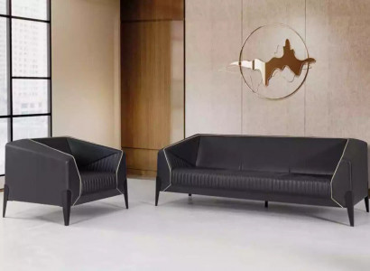Black office furniture sofa set armchair three-seater complete furniture set