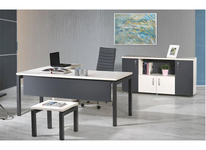 Furniture Office Home Office Furniture Corner Office Desk Set 3-Piece Wood Gray Table