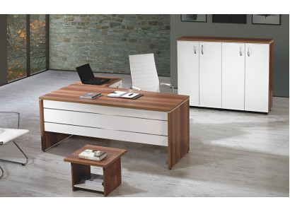 Office furniture set 3-piece corner desk complete office cabinet wood group white