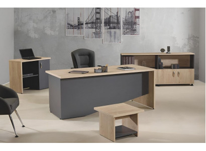 Complete office office furniture desk office office table set 4-piece wood gray