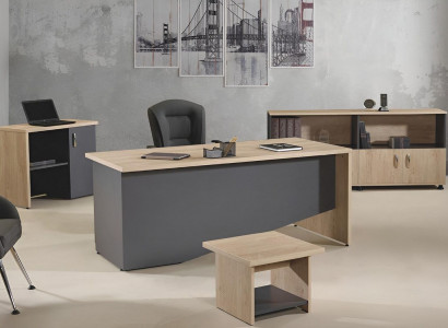 Complete office office furniture desk office office table set 4-piece wood gray