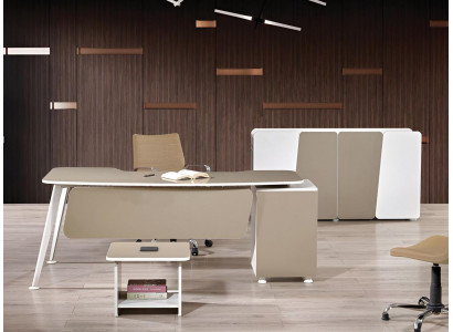 Work desk complete office office furniture desk 3-piece wood set beige