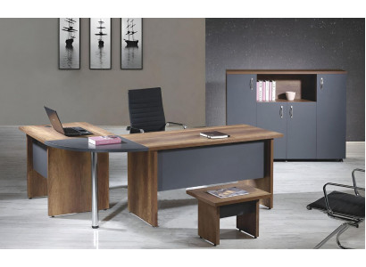 Office computer furniture workstation office furniture table 3-piece wood set gray