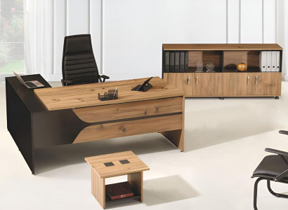 Office Furniture Braun Set 3-Piece Corner Office Desk Complete Office Cabinet Wood Group