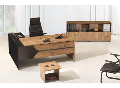 Office computer furniture workstation office furniture desk 3-piece wood set brown