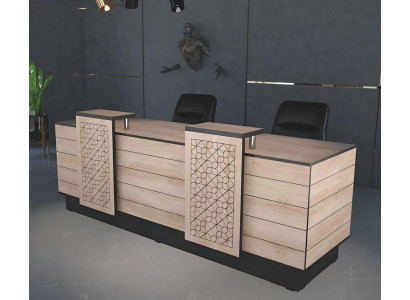 Reception desk office hotel wood brown table