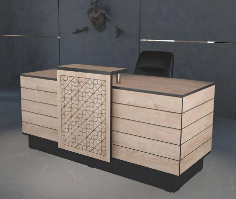 Reception desk reception counter office hotel wood brown table