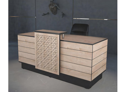 Reception desk reception counter office hotel wood brown table