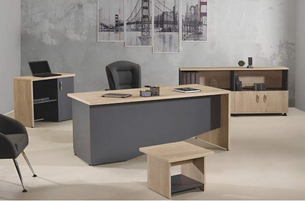 Office furniture set complete office desk set 4-piece wood gray office