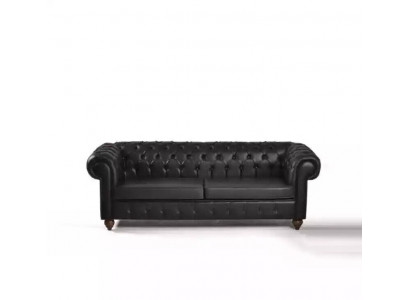 Black Chesterfield three-seater office furniture couch luxury seat