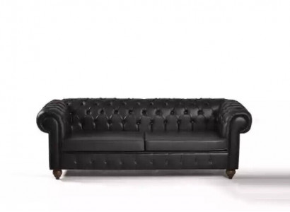 Black Chesterfield three-seater office furniture couch luxury seat