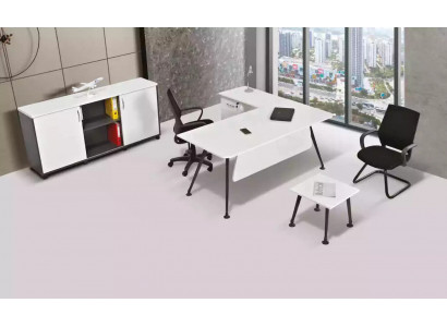 White corner desk, study furniture, office cabinet, coffee table, three-piece table set