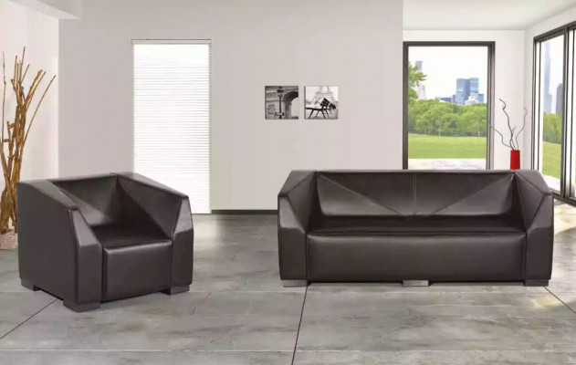 Black study furniture sofa set three-seater luxury armchair 2-piece set