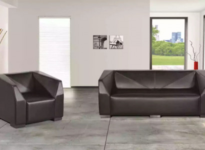 Black study furniture sofa set three-seater luxury armchair 2-piece set