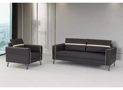 Couch suite upholstered furniture three-seater armchair designer textile furniture 2-piece set