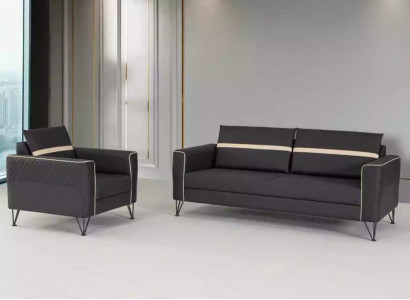 Couch suite upholstered furniture three-seater armchair designer textile furniture 2-piece set