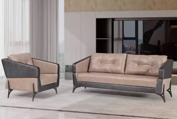 Luxury sofa set, beige sofa, study armchair, three-seater 