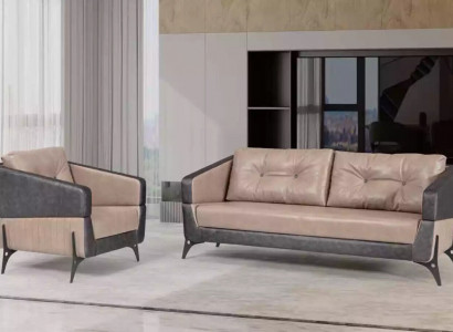 Luxury sofa set, beige sofa, study armchair, three-seater 