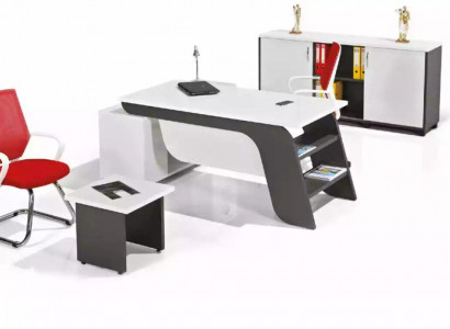 White Office Set Corner Desk Office Furniture Cabinet Coffee Table 3-Piece New