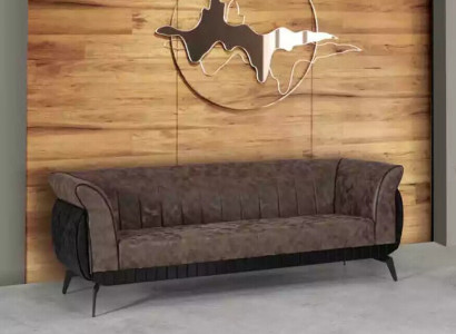 Brown three-seater study sofa luxury designer furniture office couch
