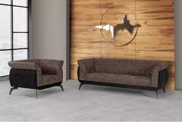 Brown three-seater study sofa luxury designer furniture office couch