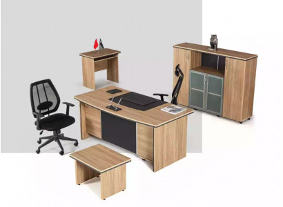 Luxury office furniture desk shelves side table filing cabinet 4-piece set