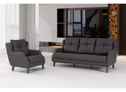 Black sofa set armchair two-seater luxury modern upholstered seat 2+1