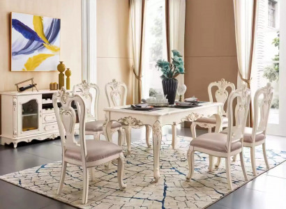 Dining room set luxurious dining table 6x chairs classic furniture 7-piece new