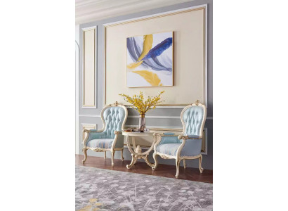 Living room set 2x armchairs coffee table 3-piece luxury indoor lounge club furniture