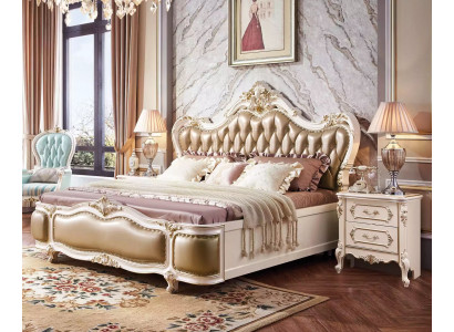 Classic luxury bedroom luxury set 3-piece bed + 2x bedside tables new