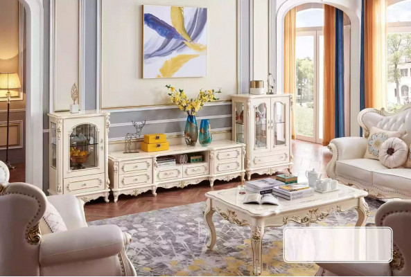 Living room set classic furniture 3-piece. Interior for the home.