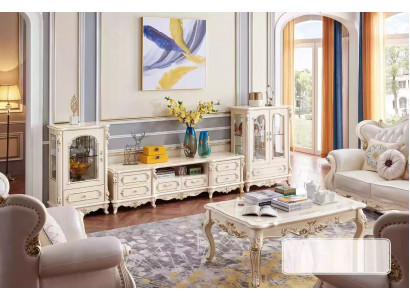 Living room set classic furniture 3-piece. Interior for the home.