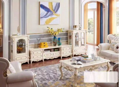 Living room set classic furniture 3-piece. Interior for the home.