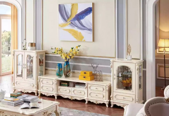Living room set classic furniture 3-piece. Interior for the home.