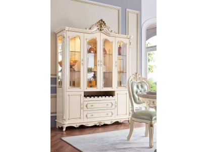 Showcase wood classic living room furniture new luxury interior pearl white
