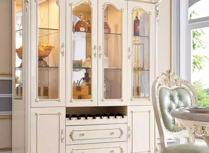 Showcase wood classic living room furniture new luxury interior pearl white