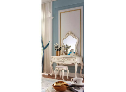 Bedroom set classical furniture dressing table with mirror stool 2-piece set