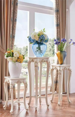 Classic style plant stand living room luxury stand shelf column 3-piece set