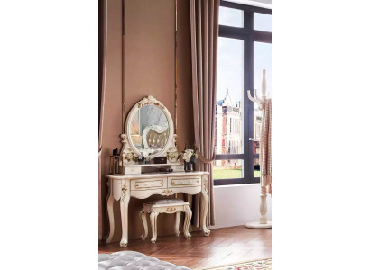 Chic classic bedroom set dressing table with mirror + stool 2 pieces