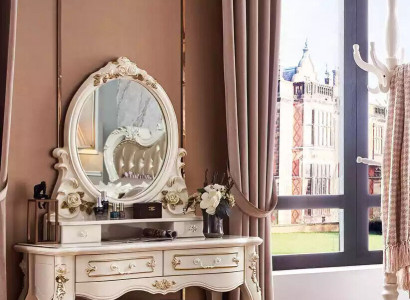 Chic classic bedroom set dressing table with mirror + stool 2 pieces