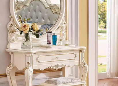 Classic Dressing Table Stool Designer Wood Furniture Set Bedroom 2-piece
