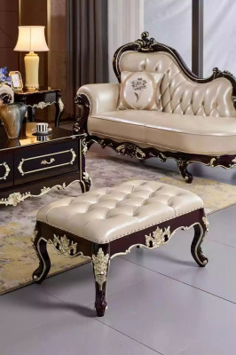Stool in the bedroom a luxurious new pearl white Chesterfield