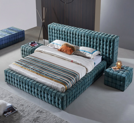 Luxurious turquoise bedroom bed designer double bed wooden frame new