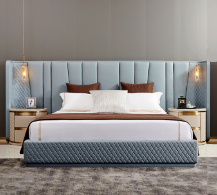 Large bedroom double bed designer beds wooden frame upholstered bed