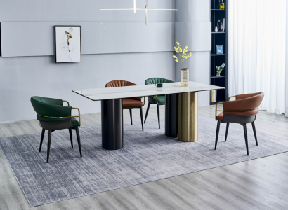 Dining room set designer suite dining table with 4 faux leather chairs 5-piece set