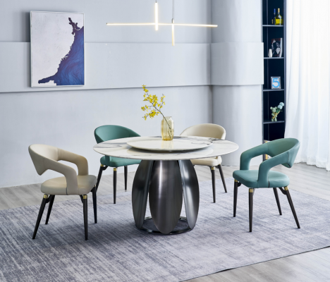 Dining Room Set Stylish Round Table 4x Chairs Dining Table Dining Room Furniture